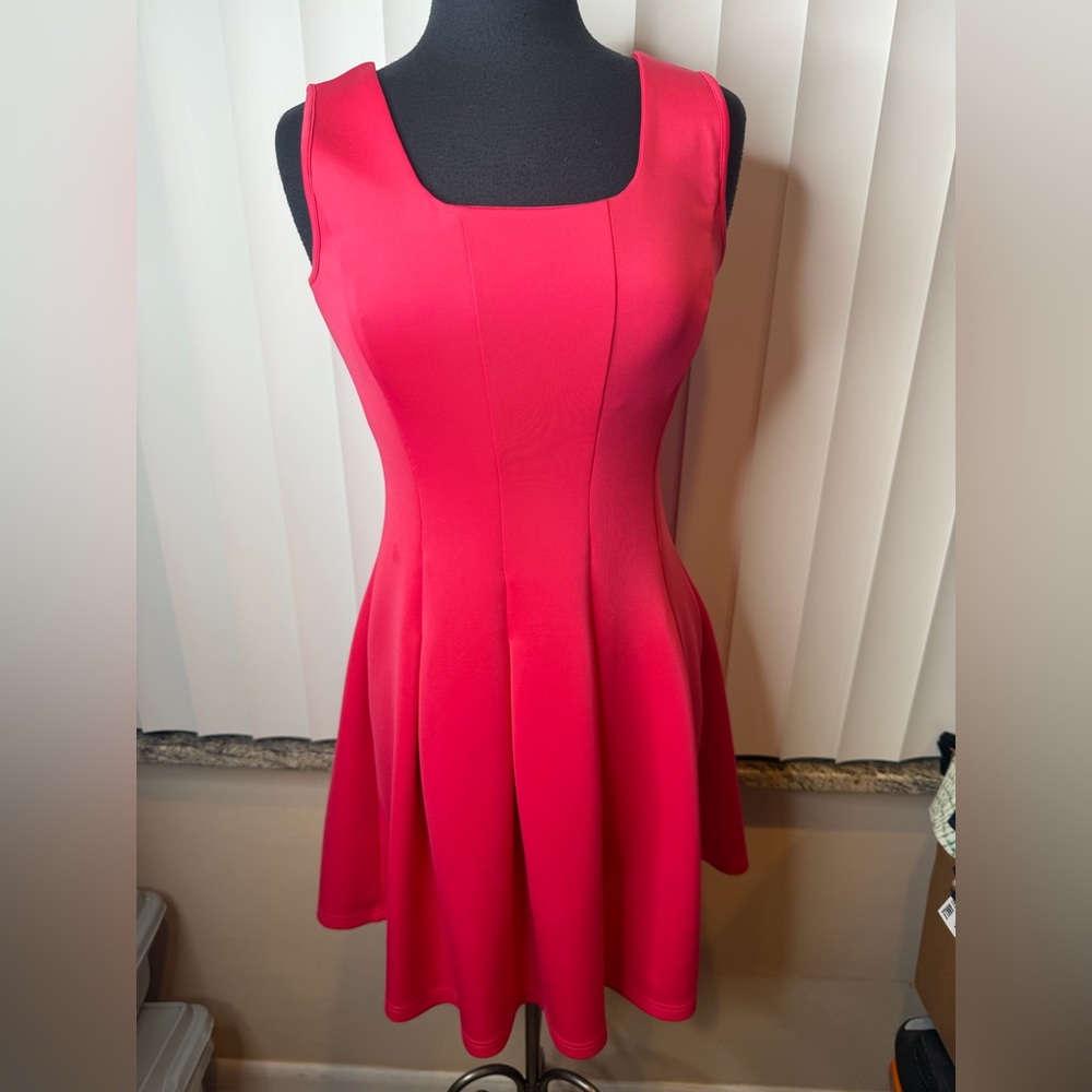 Boston Proper pink scuba fit & flare poplin dress Size 4